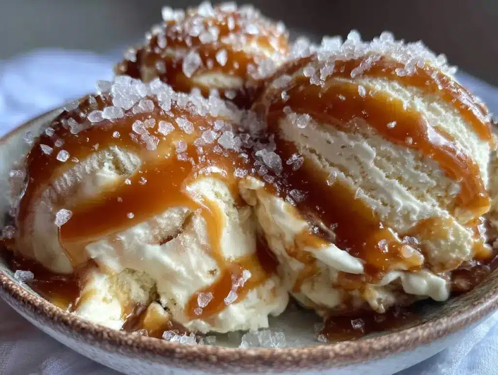 creamy no-churn salted caramel ice cream - featured image