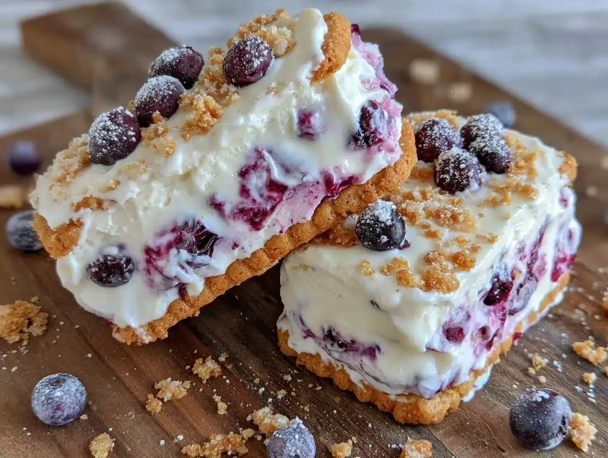 creamy roasted blueberry cheesecake ice cream sandwiches preparation steps