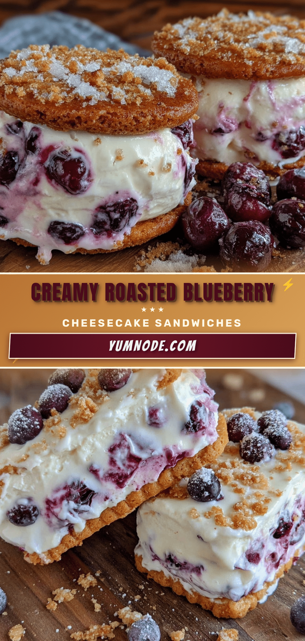 creamy roasted blueberry cheesecake ice cream sandwiches recipe