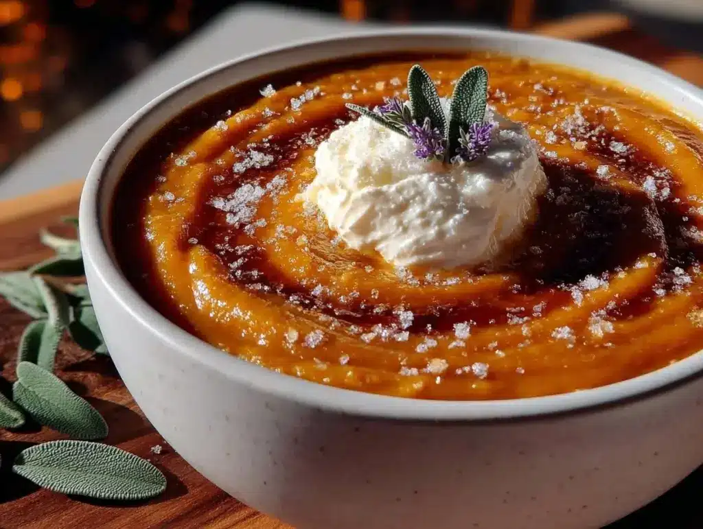 creamy roasted butternut squash apple bisque - featured image