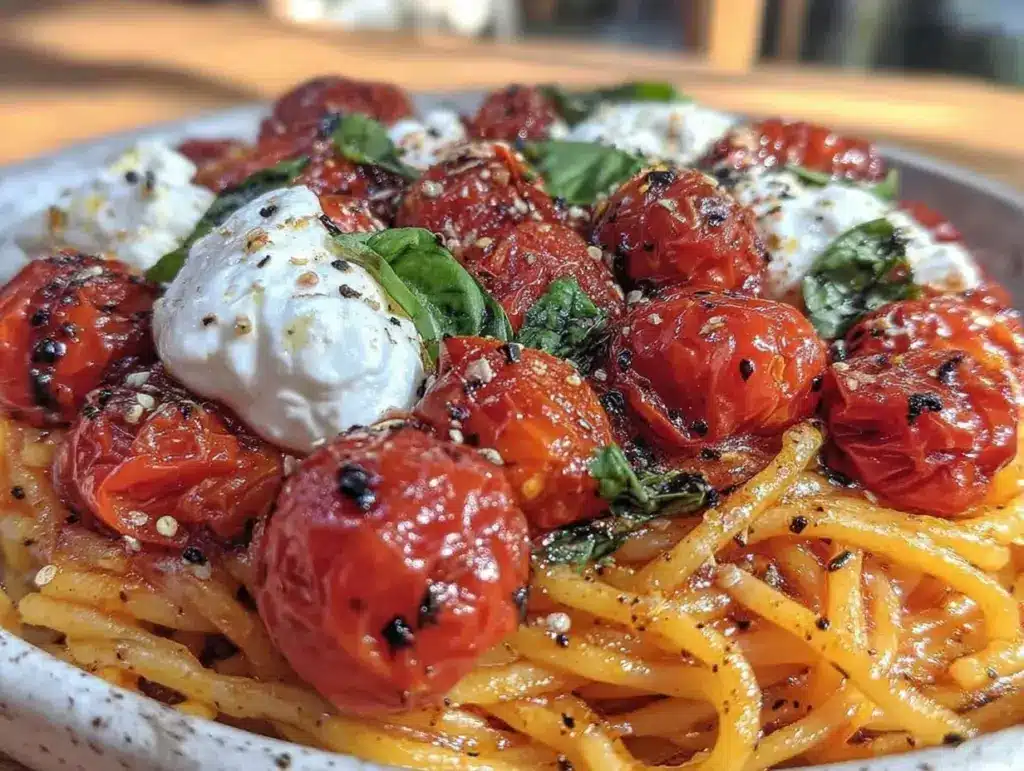 creamy roasted cherry tomato pasta - featured image
