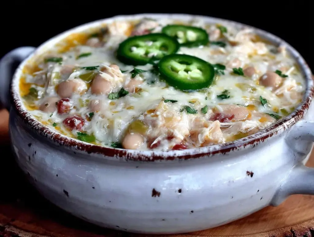 creamy slow cooker white chicken chili - featured image