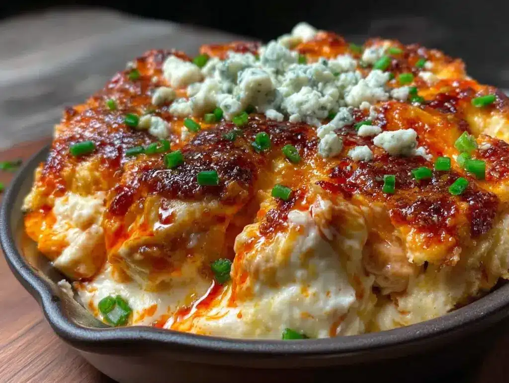 crispy baked buffalo chicken dip - featured image