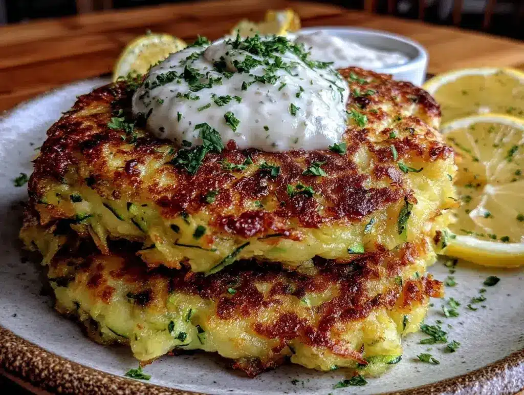 crispy parmesan zucchini fritters - featured image