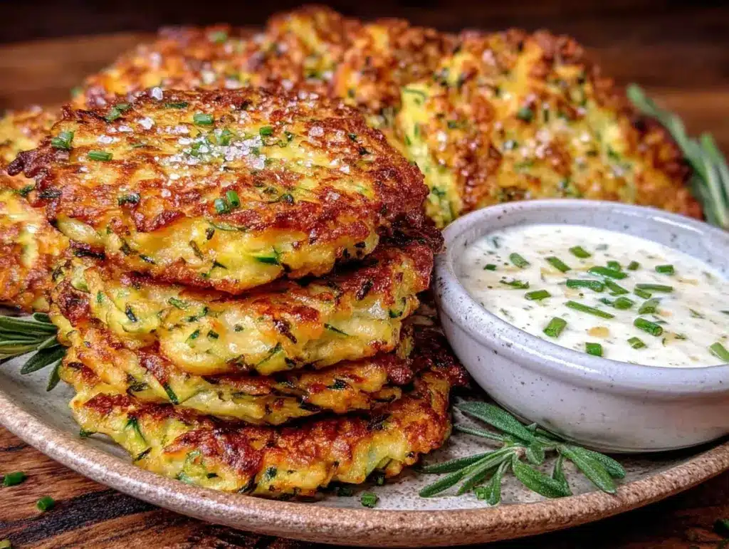 crispy zucchini fritters - featured image