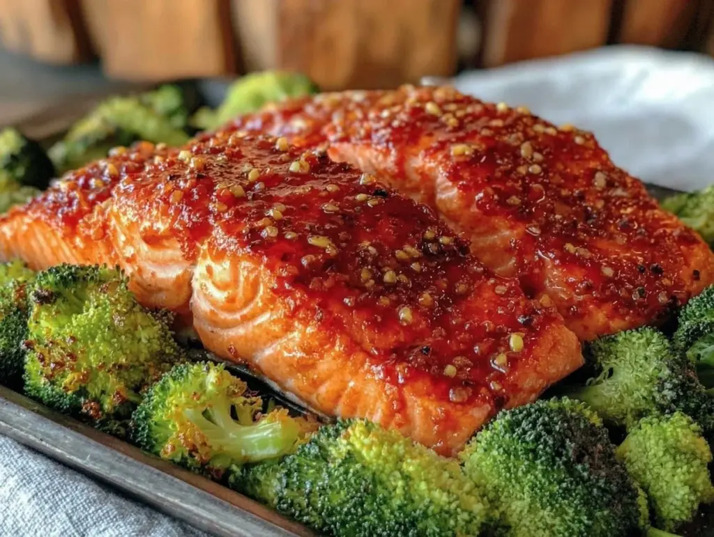 easy sheet pan honey garlic salmon - featured image