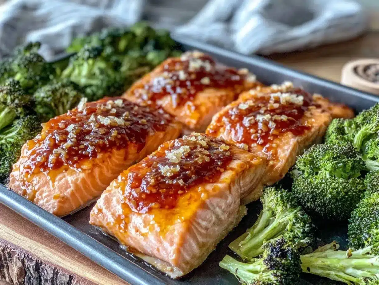 easy sheet pan honey garlic salmon preparation steps