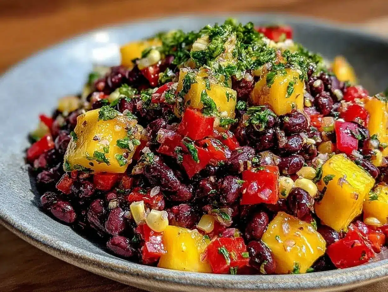 fresh black bean mango cowboy caviar preparation steps