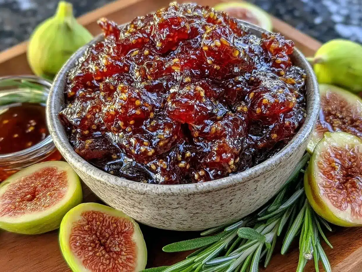 fresh fig jam with balsamic and rosemary preparation steps