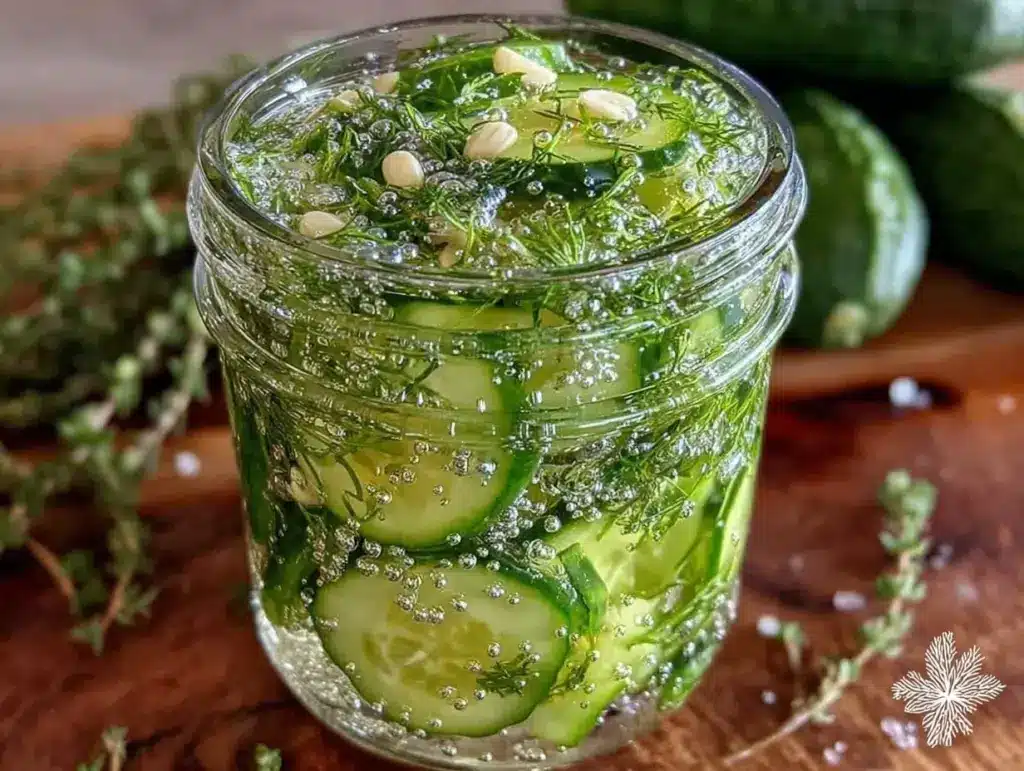 fresh garlic dill refrigerator pickles - featured image