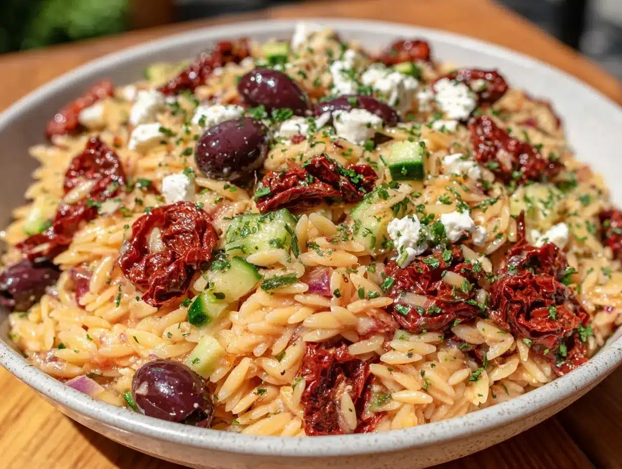 fresh greek orzo pasta salad preparation steps