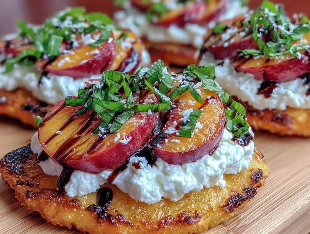 fresh peach basil burrata flatbread - featured image