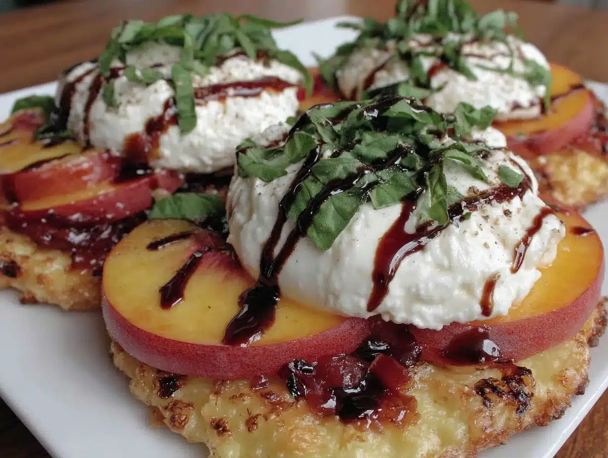 fresh peach basil burrata flatbread preparation steps