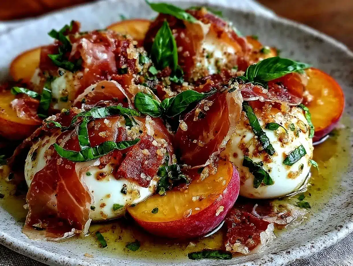 fresh peach burrata salad preparation steps