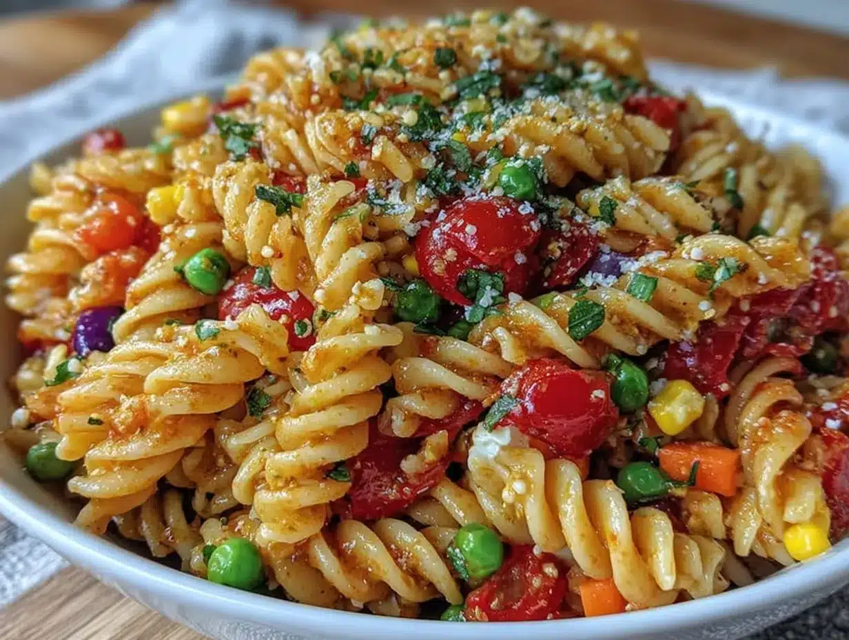 fresh rainbow pasta salad preparation steps
