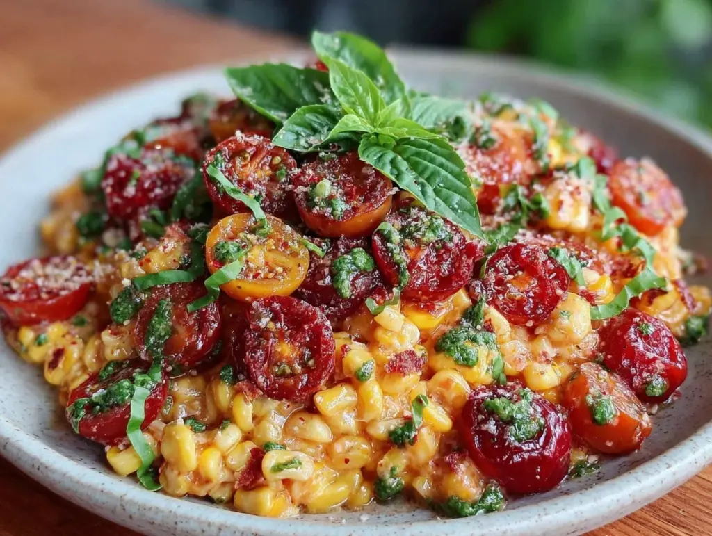 fresh sweet corn and tomato salad - featured image