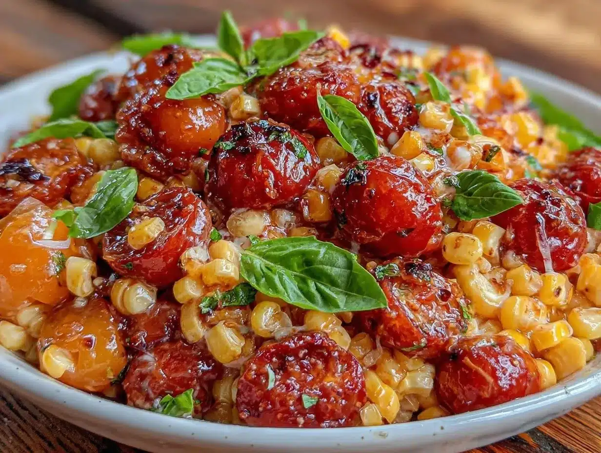 fresh sweet corn and tomato salad preparation steps