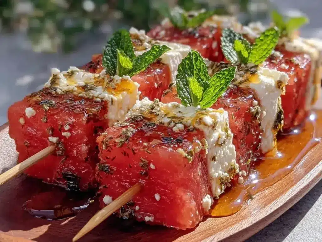 fresh watermelon feta mint skewers - featured image