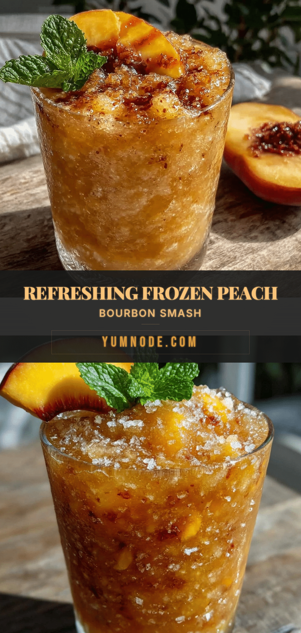 frozen peach bourbon smash slushie recipe