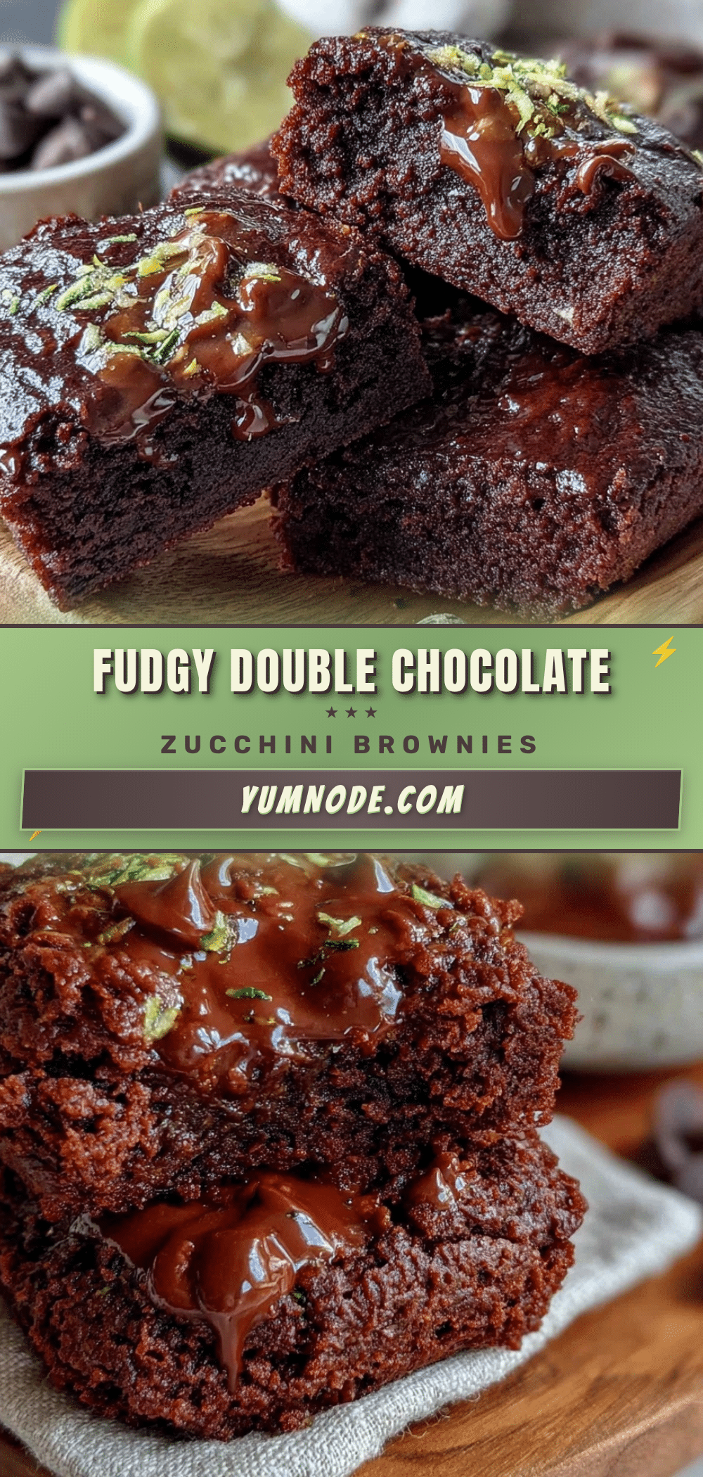 fudgy double chocolate zucchini brownies recipe