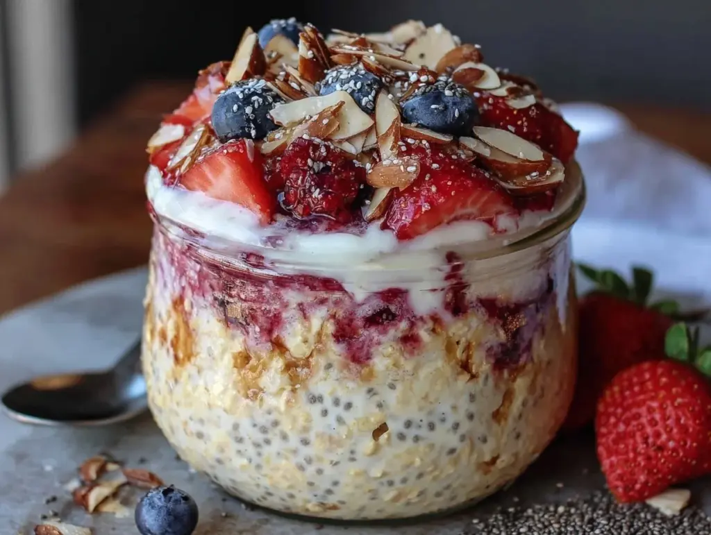 healthy high-protein overnight oats - featured image