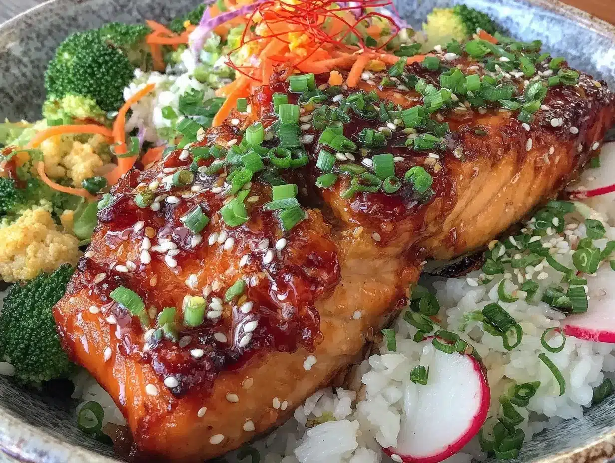 hoisin glazed salmon rice bowl preparation steps