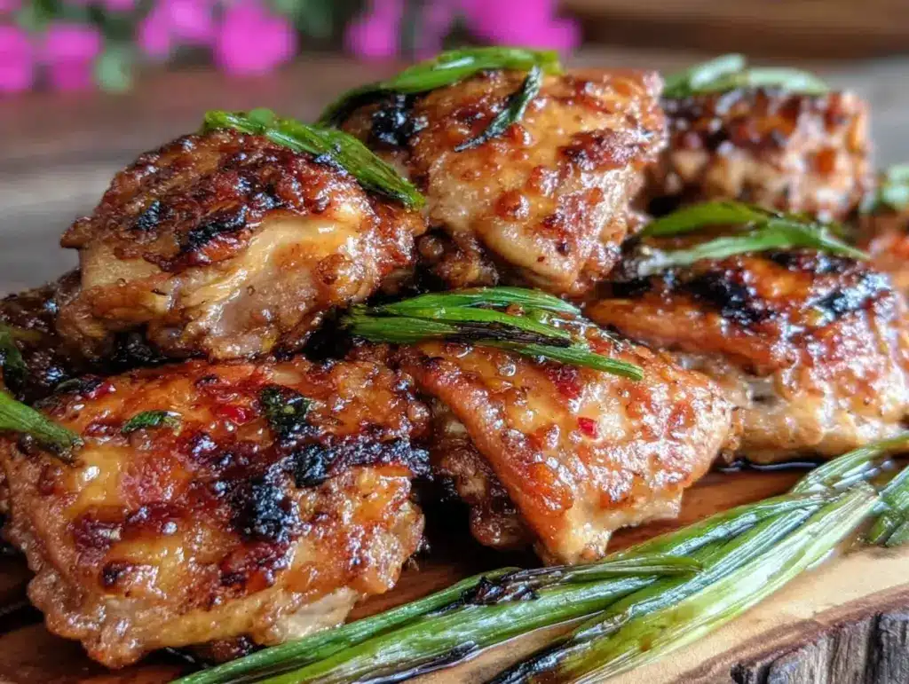 honey garlic grilled chicken thighs - featured image
