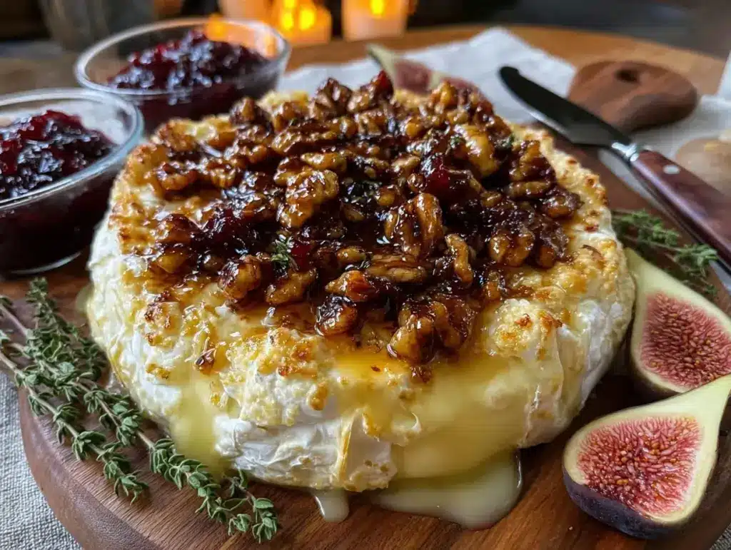 honey walnut baked brie - featured image