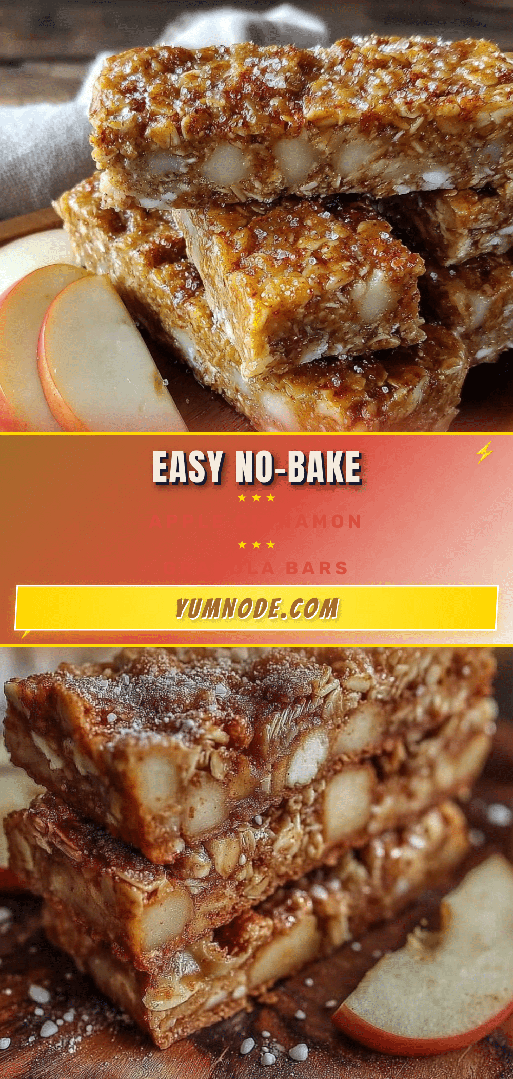 no-bake apple cinnamon granola bars recipe