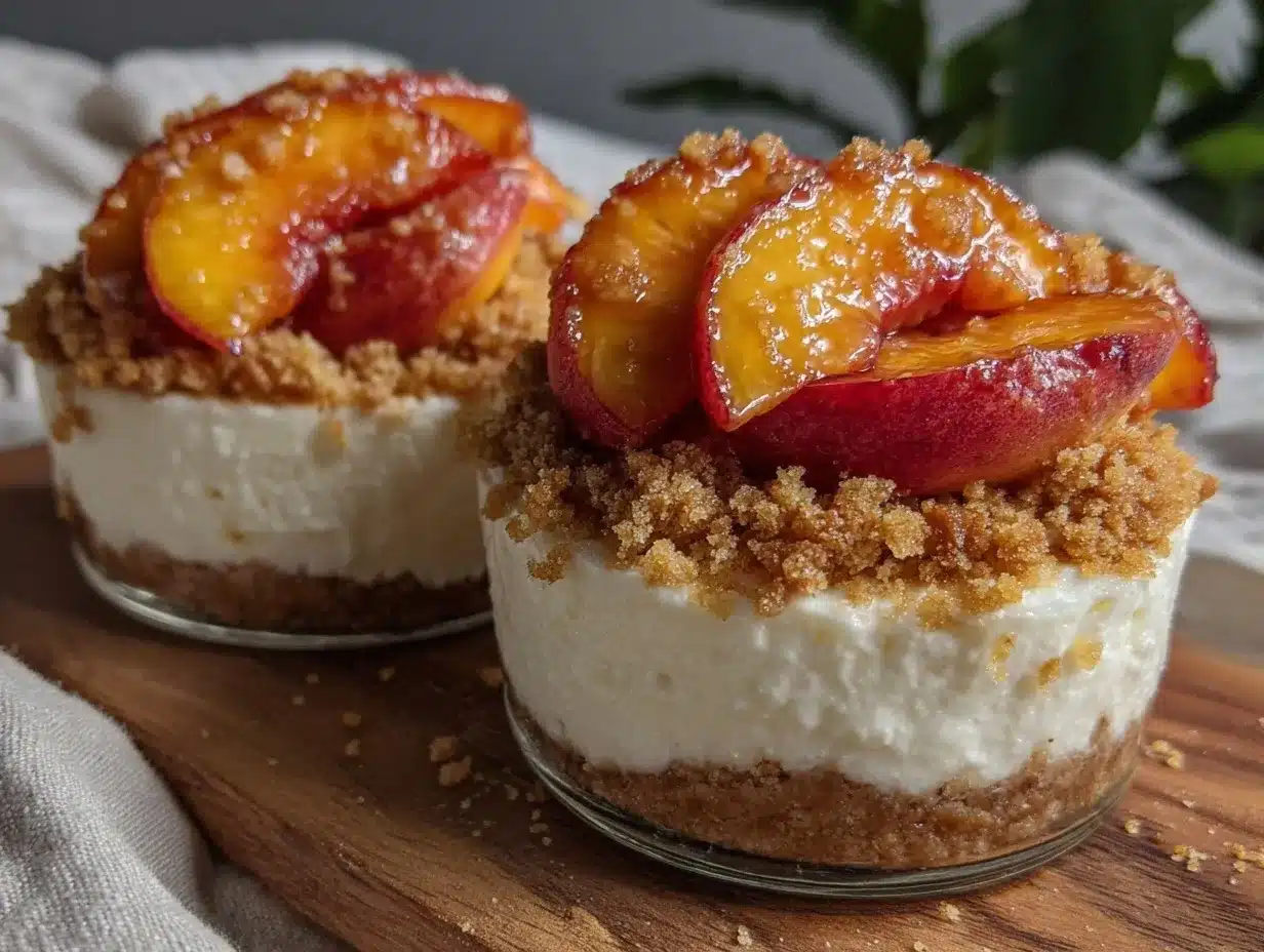 no-bake peach cheesecake cups preparation steps