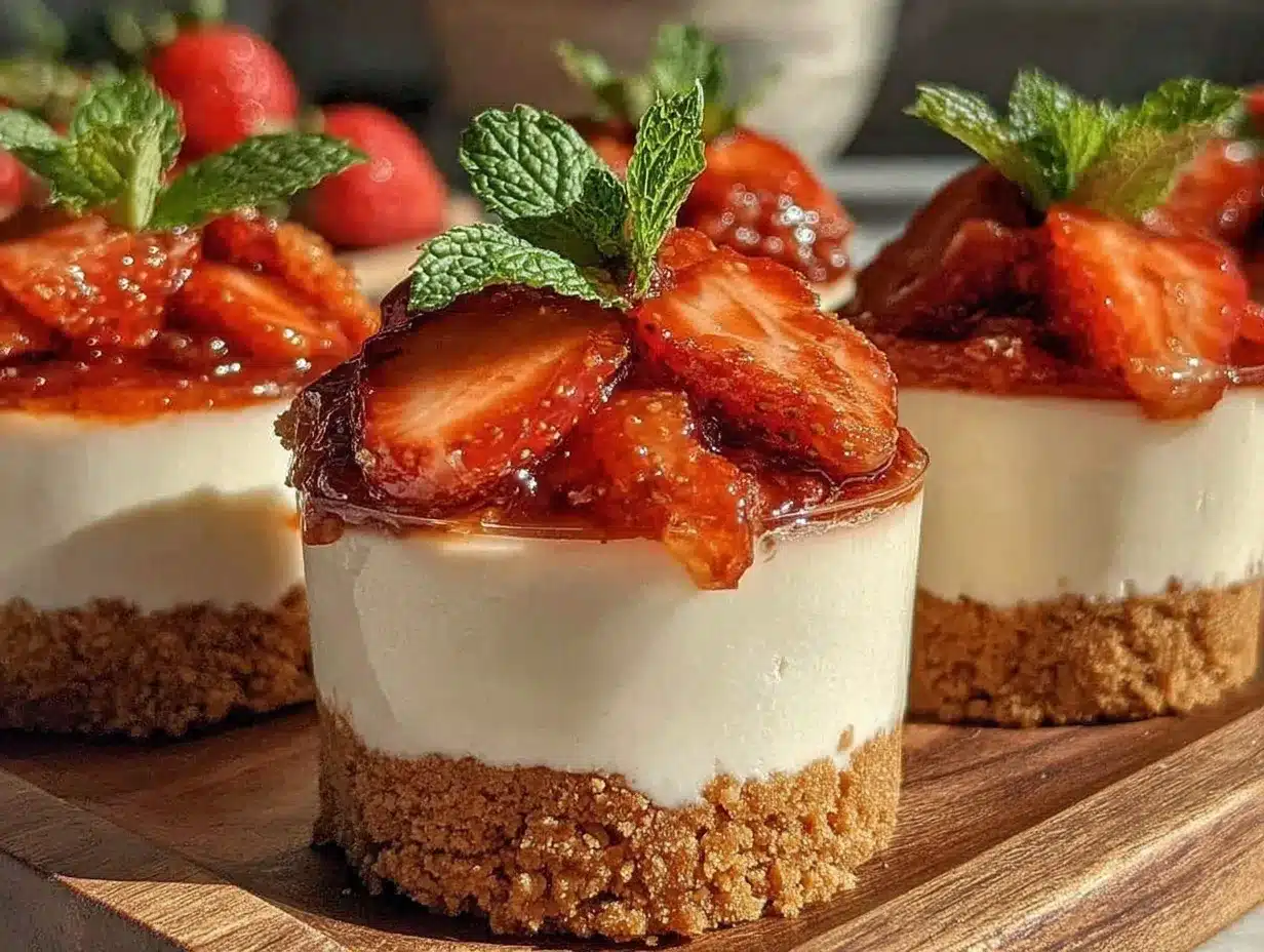 no-bake strawberry cheesecake cups preparation steps