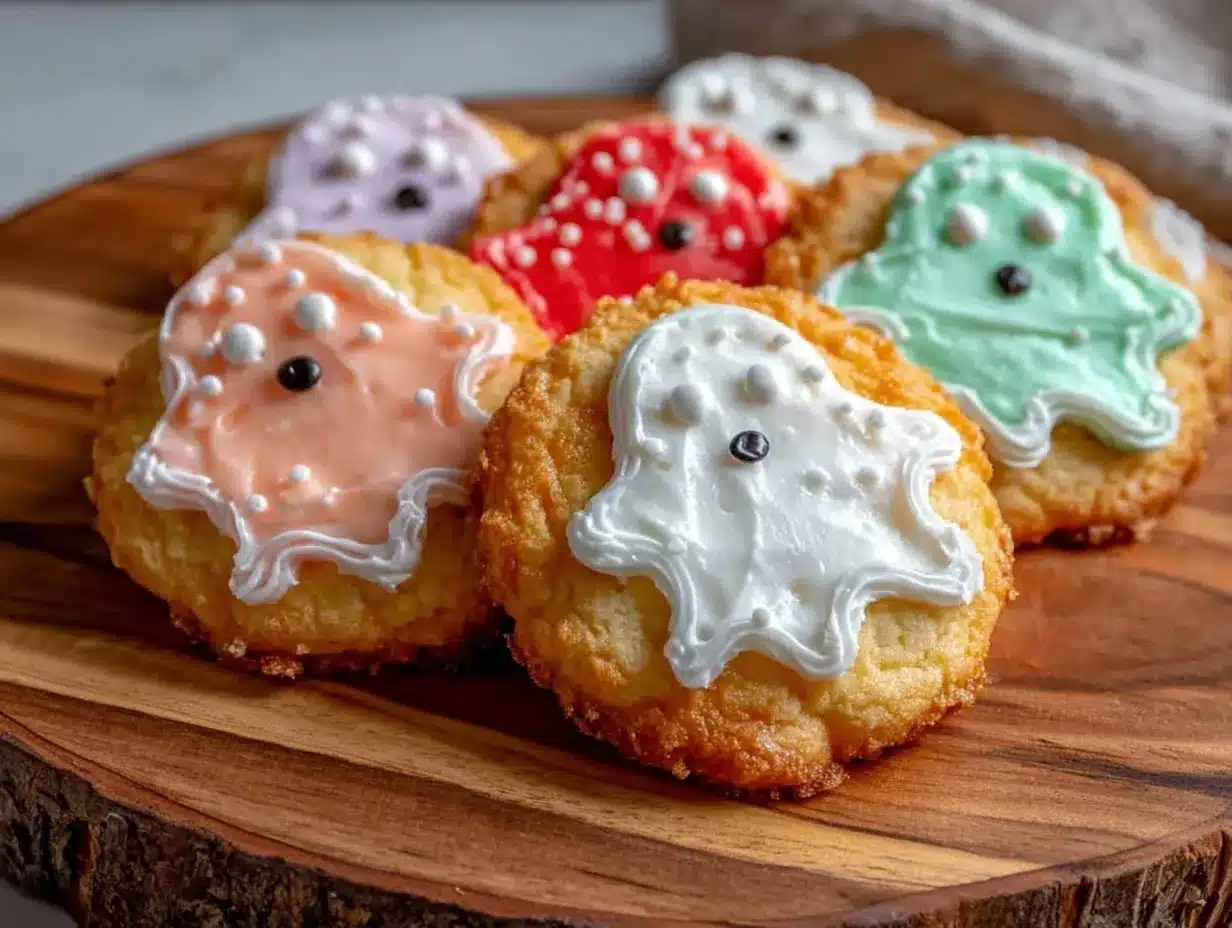 pastel Halloween ghost sugar cookies preparation steps