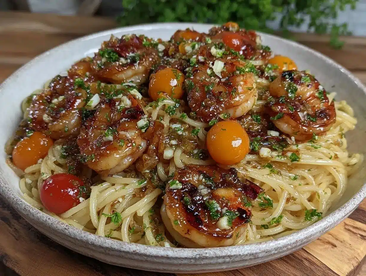 quick garlic butter shrimp pasta preparation steps