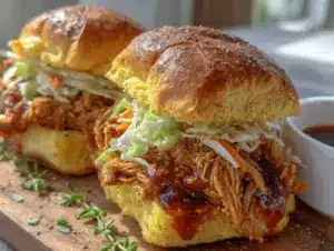 slow cooker pulled chicken sandwich - featured image