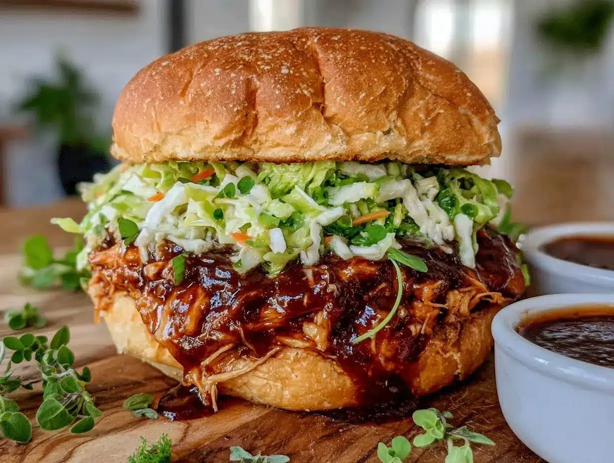 slow cooker pulled chicken sandwich preparation steps