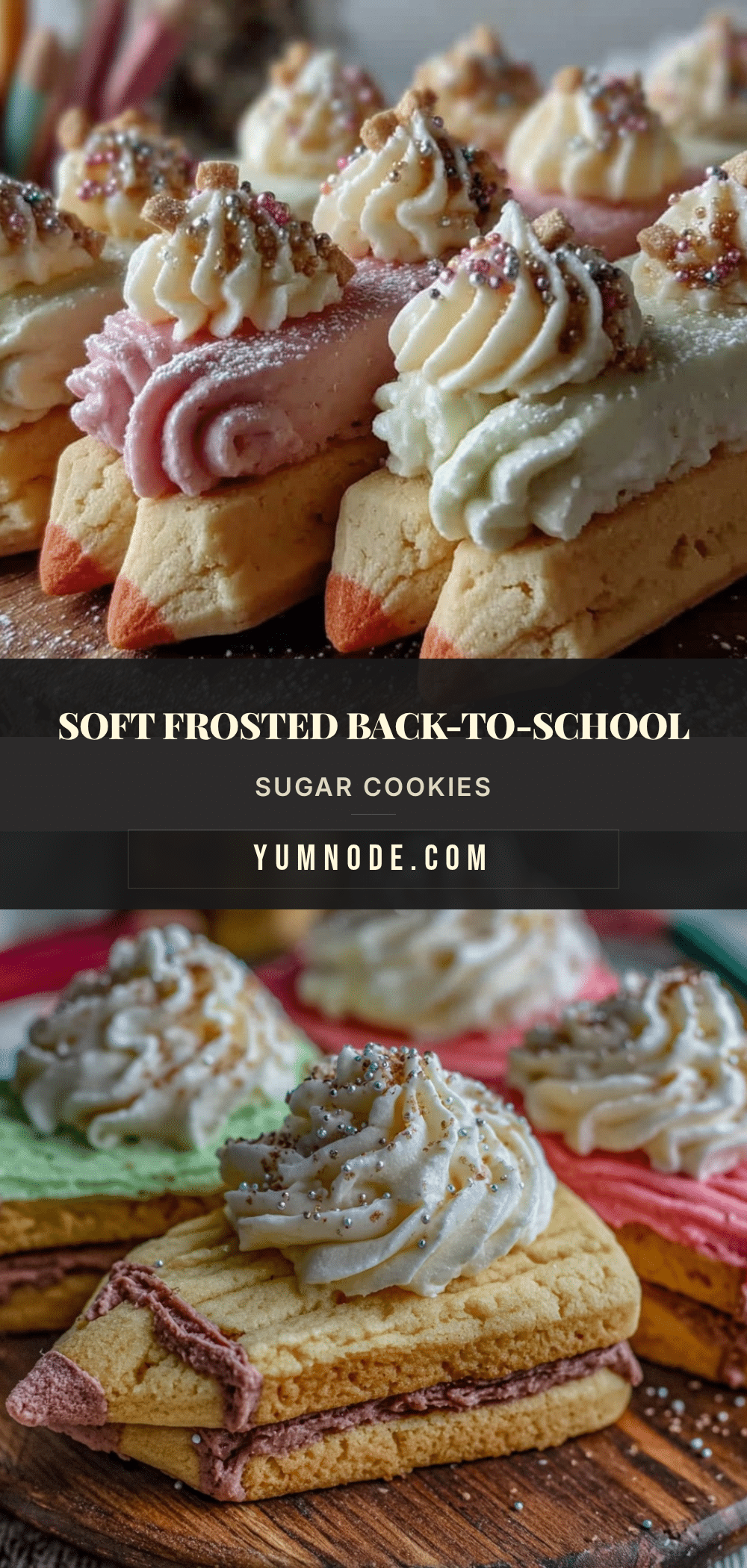 soft frosted back-to-school sugar cookie pencils recipe