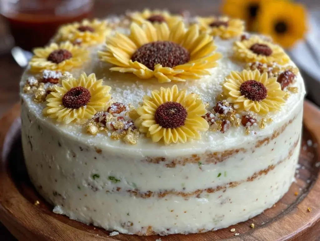sunflower vanilla bean celebration cake - featured image