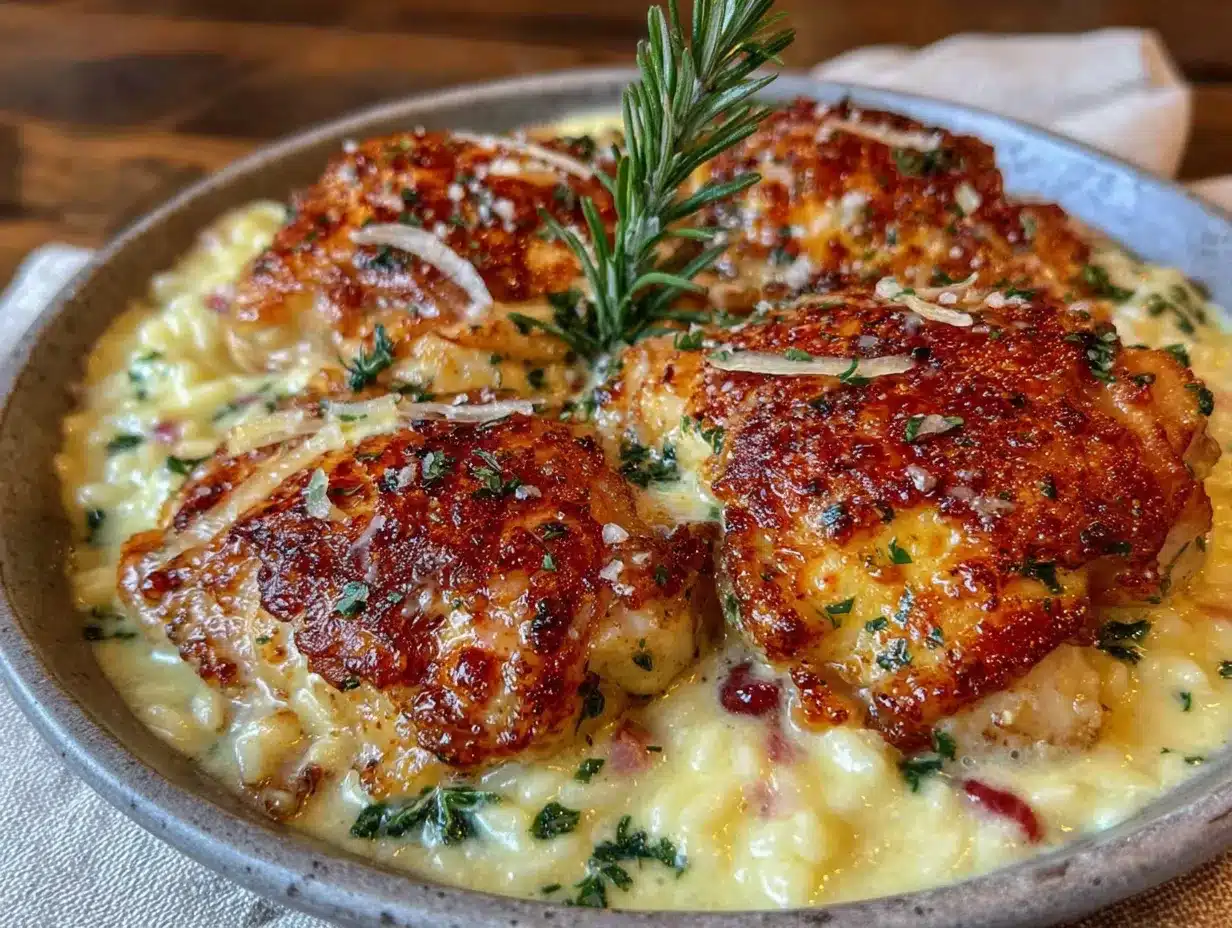 creamy garlic parmesan chicken and rice skillet preparation steps