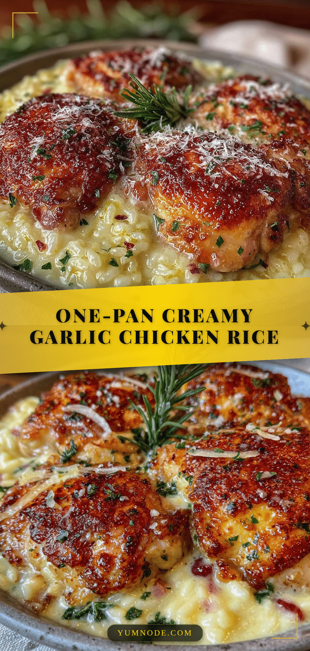 creamy garlic parmesan chicken and rice skillet recipe
