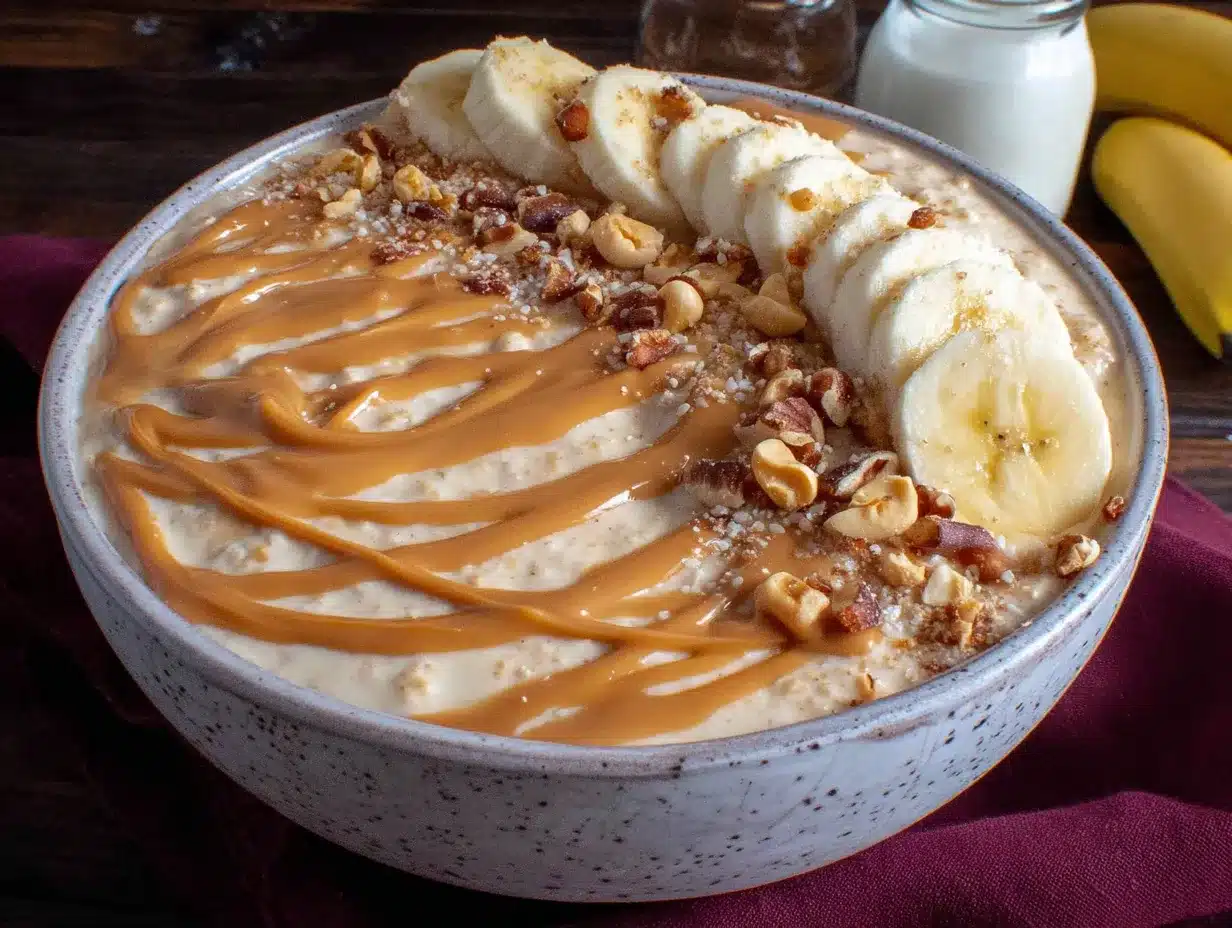 creamy overnight peanut butter banana protein oats preparation steps