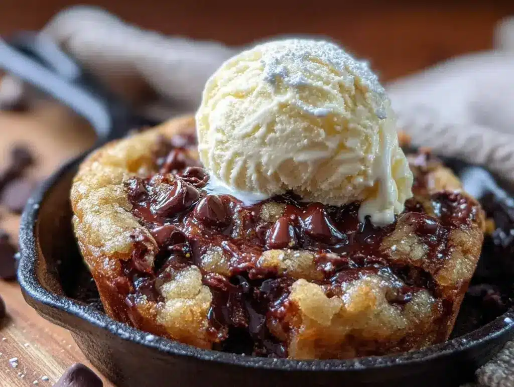 double chocolate chip skillet cookie for two - featured image