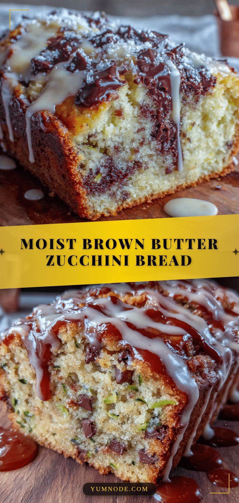 moist chocolate chip zucchini bread with brown butter glaze recipe